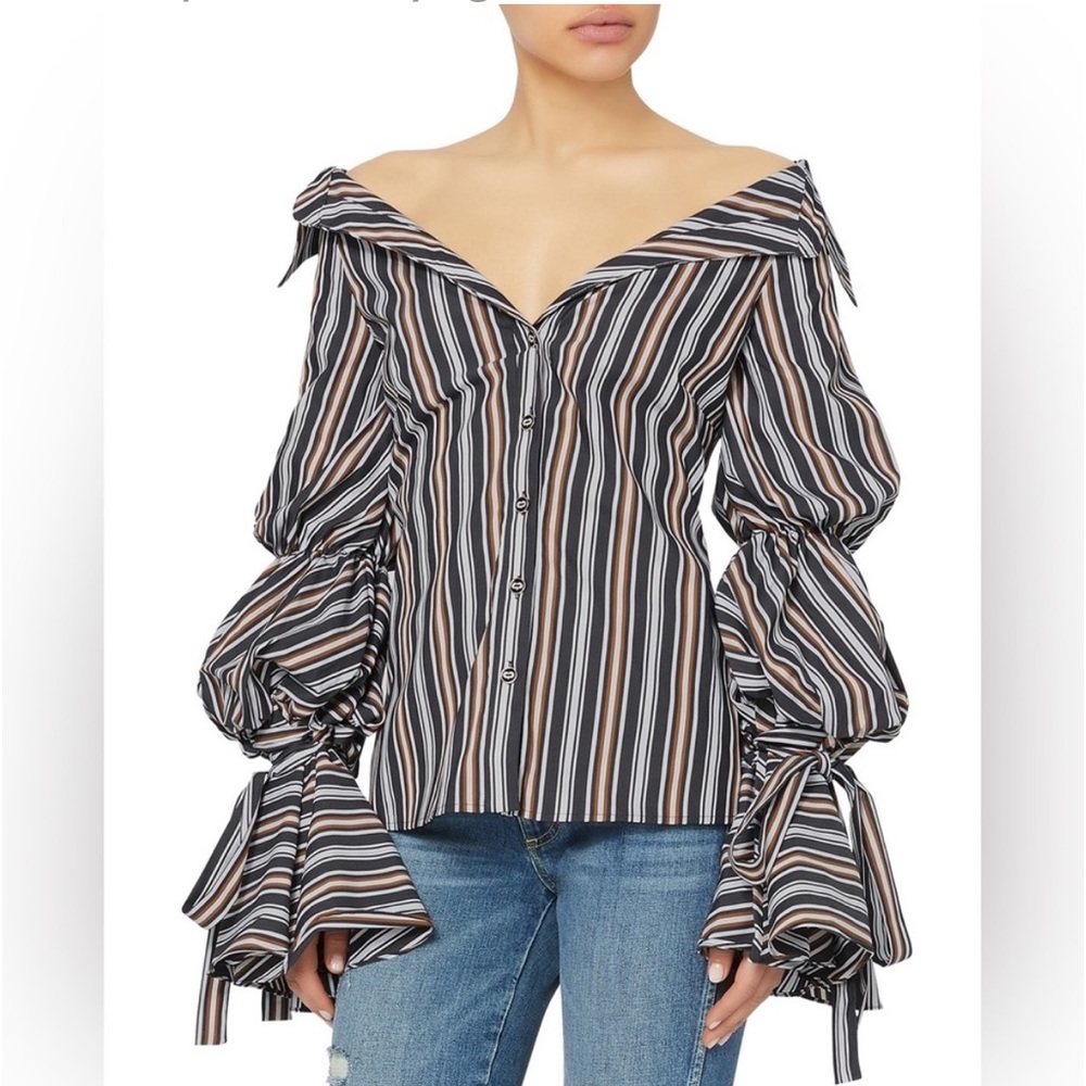 Caroline Constas Margaret Striped Blouse [1299]